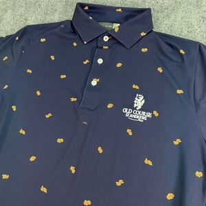 KJUS Polo Shirt Mens 54 XL Navy Orange Comfort Fit Old Course St Andrews Golf